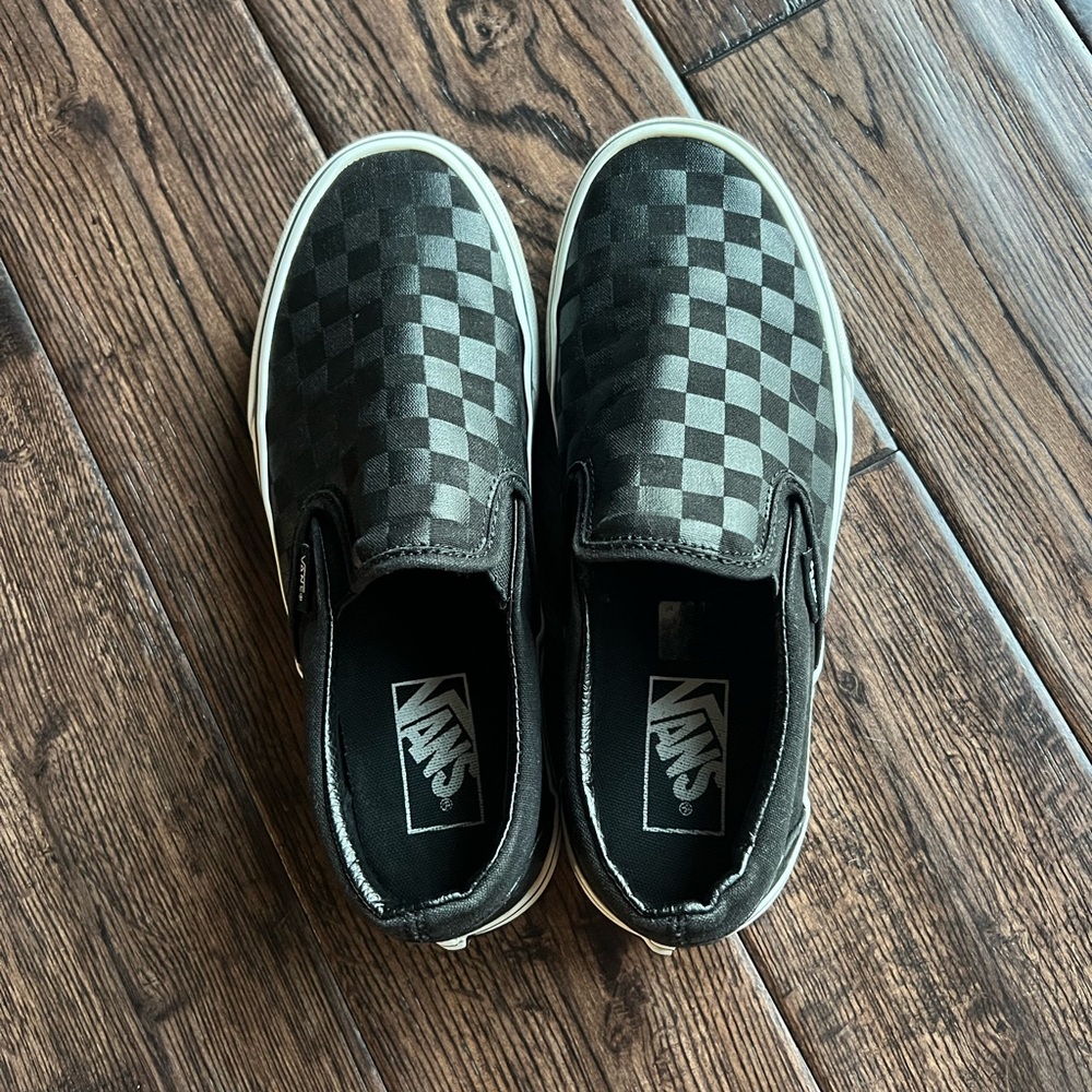 Vans Kids Black Checkered Slip-On Sneakers